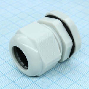 Кабельный ввод PG-21G, Кабельный ввод, PG21, диапазон зажимаемых проводников: 13 - 18 мм, SW 33 мм, IP68, материал: пластик, цвет: серый