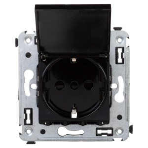 Розетка с крышкой в стену, 2P+E, с з/ш, 