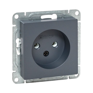 Механизм розетки, 16А, без заземления, без шторок, графит Эпика EKF UP1-SOG-100
