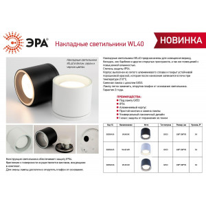 Светильник настенно-потолочный спот WL40 BK GX53, черный, IP54 Б0054414