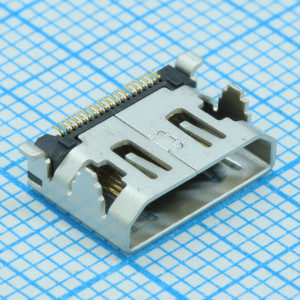 2013978-1, Соединитель HDMI 19 контактов шаг 0.4мм угловой SMD 19 терминалов 1 порт лента на катушке