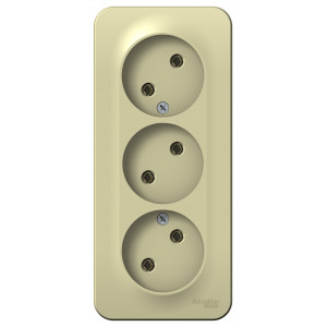 Розетка 3-м ОП Blanca 16А IP20 250В без заземл. без защ. шторок с изолир. пластиной беж. SE BLNRA000317