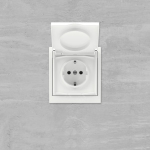 Розетка силовая, 2P+E, с з/ш, с крышкой, IP44, KANT, белая магнолия 7000013