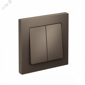 Выключатель 2-кл. СП AtlasDesign 10А IP20 (сх. 5) 10AX в сборе мокко SE ATN000652