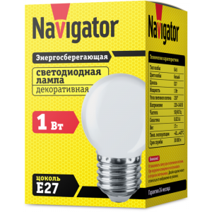 Лампа светодиодная 61 243 NLL-G45-1-230-W-E27 1Вт шар матовая E27 176-264В 61243