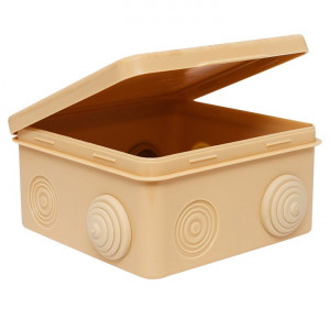 Коробка распределительная КМР-030-014 с крышкой (100х100х55), 8 мембранных вводов светлое дерево IP54 PROxima plc-kmr-030-014-s