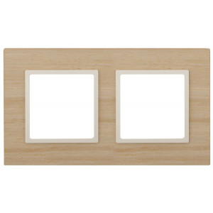 14-5302-11 Рамка на 2 поста, дерево, Elegance, клён+сл.кость (5/50/1200) Б0034576