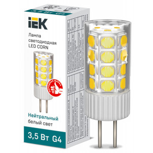 Лампа LED CORN капсула 3,5Вт 230В 4000К керамика G4 IEK (кр.10шт) [LLE-CORN-4-230-40-G4]