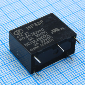 HF33F/024-ZT, Реле силовое 5А одна группа на переключение катушка 24В