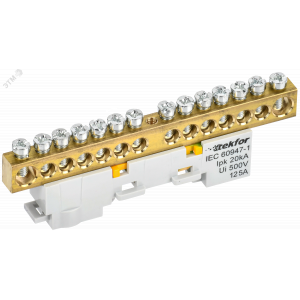 TEKFOR Шина PE земля неизолированная на универсальном держателе 8х12-14-Ж IEK TF-NN20-14-DL-K05