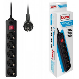 Удлинитель с сетевым фильтром 5х3м с заземл. 10А IP20 500SH-3-B 2.2кВт CCA черн. 992293