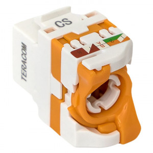 Модуль Keystone TERACOM CS Cat.6A неэкранированный 110 IDC 180 градусов самозажимной (Toolless) оранжевый TRCS-KSTN-RT180-6AUTP-OR