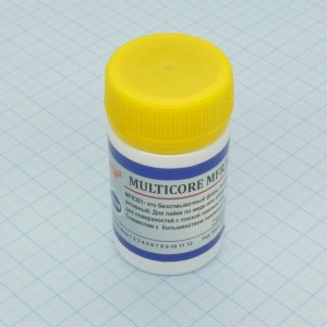Флюс Multicore MFR301 безотмыв.(30мл), Безотмывочный, высокоактивный. Для пайки по меди или олово-свинцу, для поверхностей с плохой паяемостью. Совместим с большинством паяльных масок.