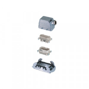 Комплект разъема 99.719.0000.6, Комплект разъема REVOS, Size 10, вилочная+розеточкая контактные вставки, крышка M25x1,5, открытое основание, 500 V, 16 А