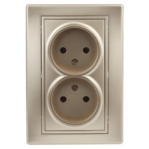 1-204-04 Розетка 2х2P, 16А-250В, IP20, СУ, Plano, шампань (10/100/1800) Б0030067