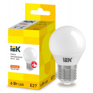 Лампа LED ALFA G45 шар 6Вт 230В 3000К E27 LLA-G45-6-230-30-E27