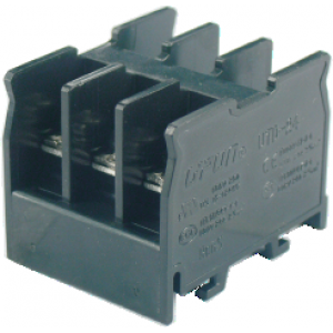 Барьерная клемма UTD-24/3, Барьерная клемма, 3 x 2 точек подключения, тип фиксации провода: винтовой, номинальное сечение: 4 мм кв., 32A, 660V, ширина: 30 мм, цвет: черный, тип монтажа: DIN35