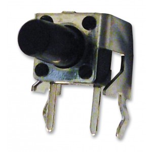 SKHHLQA010, Кнопка тактильная 6Х6мм, горизонтальная, черная h=5.8мм 0.98N 0.05А 12В 1000000 циклов монтаж в отверстие