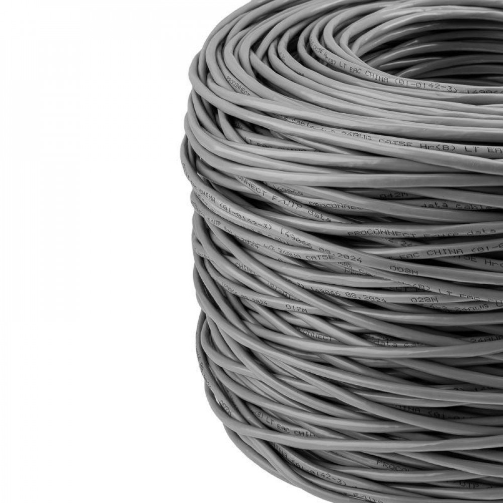 Изображение товара Кабель витая пара F/UTP кат 5E 4х2х24AWG solid CCA PVC серый 305 м Изображение товара Кабель витая пара F/UTP кат 5E 4х2х24AWG solid CCA PVC серый 305 м