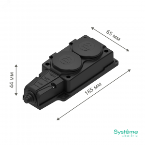 Колодка MultiSet 2х розетка 2К+З 16А/250В IP44 каучуковая черн. SE MST4102BK