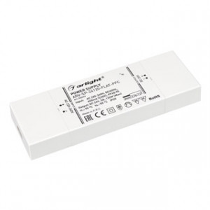 Блок питания ARV-SP-24120-FLAT-PFC (24V, 5A, 120W) 033263, Источник напряжения с гальванической развязкой для светодиодных изделий. Входное напряжение 220-240 VAC. Выходные параметры: 24 В, 5 А, 120 Вт. Встроенный PFC >0.95. Сверхтонкий пластиковый корпус IP20. Габаритные размеры длина 190 мм, ширина 65 мм, высот