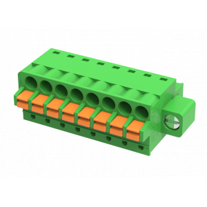 Розеточный разъем на кабель MC-RJ3.5H08P-K-0001, Розеточный разъем, прямой, на кабель, шаг: 3.5 мм, 8 полюсов, фиксация провода Push-in, исполнение: с монтажными фланцами, 160V, 8A, цвет: зеленый