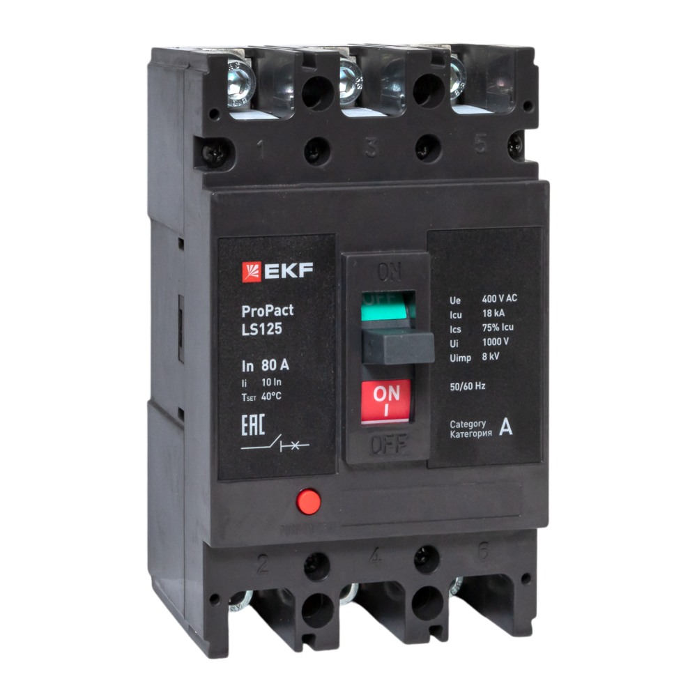 Изображение товара Автоматический выключатель LS125 3P 80А 18кА EKF ProPact