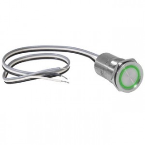 TS19-11ZC/G/S OFF-ON, Кнопка сенсорная, с фиксацией, подсветка зеленая кольцевая, 1А 5-36В, IP68