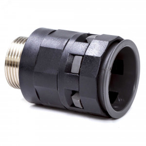 Муфта труба-коробка с металлической резьбой DN 29 мм, М32х1,5, полиамид, цвет черный PAS29M32N