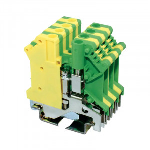 Заземляющая клемма JUK1-4PE, Заземляющая клемма, тип фиксации провода: винтовой, номинальное сечение: 4 мм кв., 800V, ширина: 6,2 мм, цвет: желто-зеленый, тип монтажа: DIN35