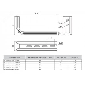 L-Омега профиль 400 (1,5 мм) EKF