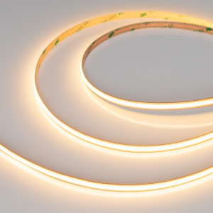 Лента COB-X528-8mm 24V Warm2700 (6 W/m, IP20, 5m, FreeCut) 046888, Лента COB сплошной засветки без видимых светодиодов. Светодиоды CSP 528 шт/м (2640 шт на 5м). Цвет свечения ТЕПЛЫЙ 2700K, индекс цветопередачи CRI>90, угол 180°. Мощность 6 Вт/м (30 Вт на 5м), питание 24 В. Размеры 5000х8х1.7мм. Мин.отрезок - свободная ре