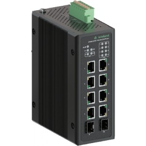 Коммутатор WIENET UMSA 10G-8PoE-24, Коммутатор серии WieNet, неуправляемый, 8 портов RJ45 скорость передачи 10/100/1000 MBit/s, 2 SFP порта, 8 порта PoE, номинальное напряжение: 12-57 VDC, монтаж: на DIN рейку, материал корпуса: алюминий