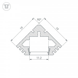 Профиль PDS45-T-2000 ANOD Black 015033, Алюминиевый анодированный угловой профиль для светодиодных лент и линеек. Анодированный в чёрный цвет. Габаритные размеры (LхWхH): 2000x19x19 мм. Ширина площадки для ленты 11,2 мм. Экраны, заглушки и другие аксессуары приобретаются отдельно. Цена за 1 мет