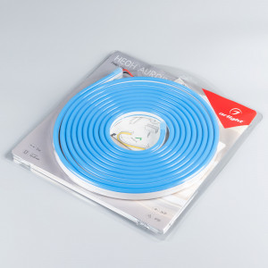Лента герметичная AURORA-PS-A120-16x8mm 24V Blue (10 W/m, IP65, 2835, 5m) 036691, Гибкий неон AURORA в силиконовой оболочке. Светодиоды SMD2835, 120 шт-м, цвет СИНИЙ. Сечение 16х8 мм, горизонтальный (боковой) изгиб, IP65, шаг резки 8.33 мм, мощность 10 Вт-м, напряжение питания DC 24V. Укомплектован заглушками и 30см проводом питания.