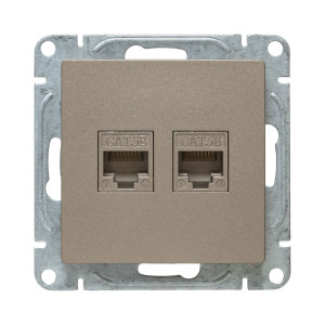 Механизм розетки RJ45 - 2шт, (cat5), шампань Эпика EKF UP1-SOC-2RJ45-5