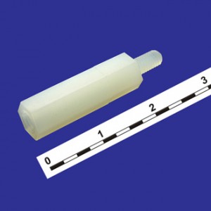 HTS-320, Стойка нейлоновая для печатной платы, шестигранная, М3, 20мм, отверстие-винт