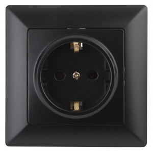 4-202-05 Розетка 2P+E Schuko, 16А-250В, СУ, Solo, антрацит (10/200/2400) Б0043316