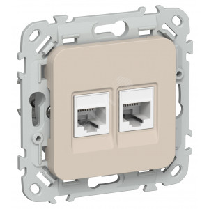FLITE Розетка 2-местная компьютерная RJ45 категория 5Е UTP РК5е-2-0-ФлЛ льняной IEK FI-K22-1-K88