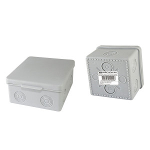 Распаячная коробка ОП 100х100х55мм, крышка, IP54, 8вх., без гермовводов, инд. штри SQ1401-0823
