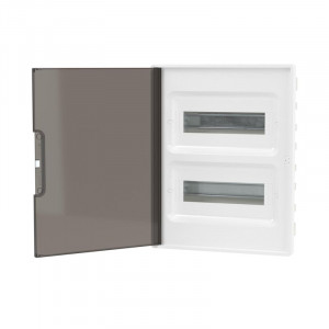 Щиток 24 мод встраиваемый FRAME ЩРв-П-24, белый, с тонированной дверцей, с 4 шинами PEN (2шт на 8 отв. и 2шт на 6 отв.) F24B1WD DKC F24B1WD