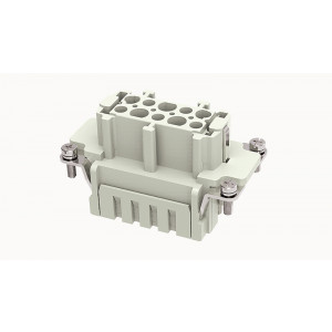 Розеточная контактная вставка DE-010-FS, Розеточная контактная вставка, пружинная фиксация, 10 полюсов + PE, типоразмер 10B, 500V, 16A, сечение обслуживаемых проводников 0,75-2,5 мм кв, тип покрытия контактов: серебро