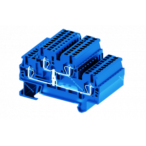 Этажная клемма TCD2.5-2-BU-PV, Этажная клемма, 2 этажа, межэтажное соединение, тип фиксации провода: пружинный, номинальное сечение: 2,5 мм кв., 22A, 500V, ширина: 5,2 мм, цвет: синий, тип монтажа: DIN35
