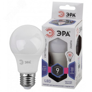 Лампа светодиодная LED A60-9W-860-E27 A60 9Вт груша E27 холод. бел. Б0032248