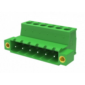 Вилочный разъем на кабель MC-PB5.08H15C-F-0001, Вилочный разъем, прямой, на кабель, шаг: 5.08 мм, 15 полюсов, фиксация провода винтовая, исполнение: с монтажными фланцами, 320V, 12A, цвет: зеленый