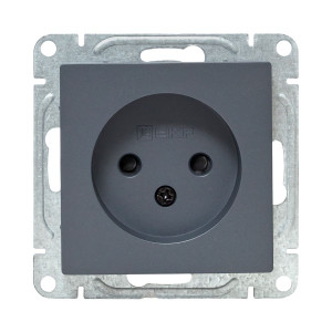 Механизм розетки, 16А, без заземления, со шторками, графит Эпика EKF UP1-SOG-101