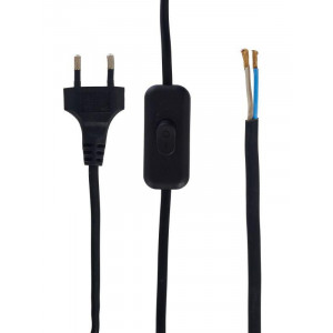 Шнур для бра УШ-1КВ 2м с опрес. вилкой и выключателем 2х0.75 черн. WUP20-02-K02