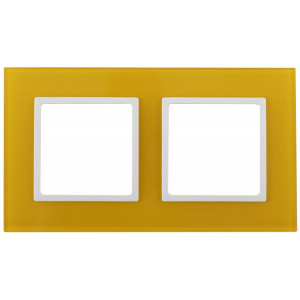 14-5102-21 Рамка на 2 поста, стекло, Elegance, жёлтый+бел (5/50/1200) Б0034494