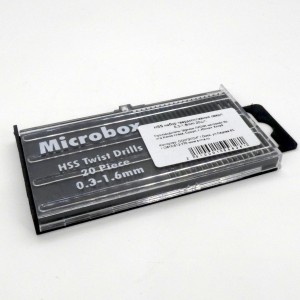 HSS набор твердосплавных сверл 0.3-1.6mm, 20шт 0.3-1.6 мм из быстрорежущей сталь HSS 4241, в пластиковом органайзере.