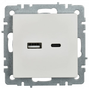 Розетка BRITE USB A+C 18Вт РЮ11-1-БрБ бел. BR-U22-018-K01